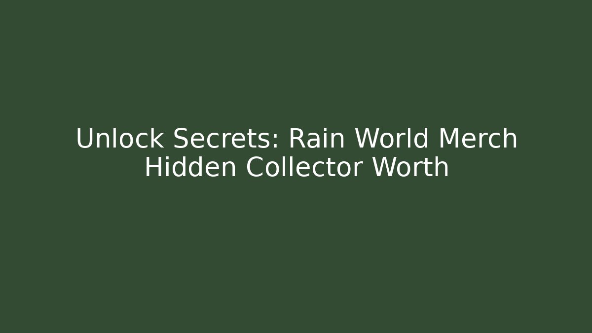 Unlock Secrets: Rain World Merch Hidden Collector Worth