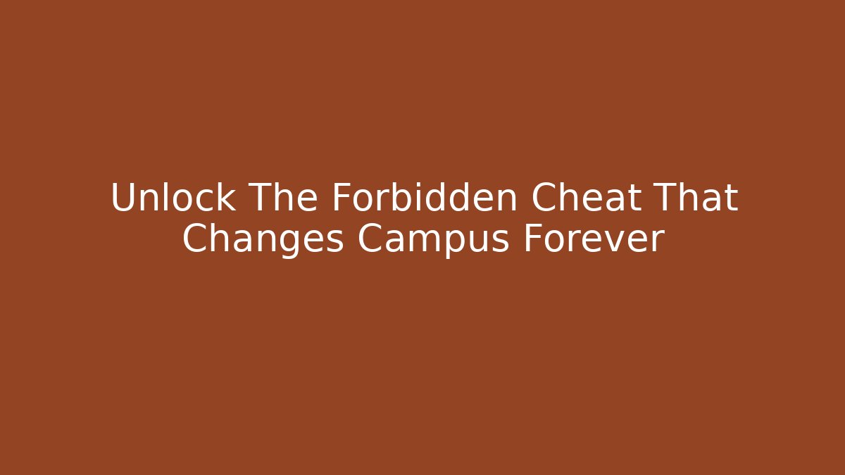 Unlock The Forbidden Cheat That Changes Campus Forever