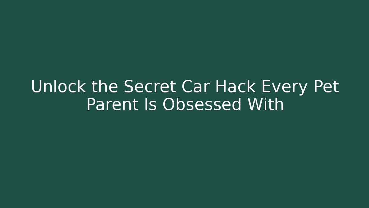 Unlock the Secret Car Hack Every Pet Parent Is Obsessed With