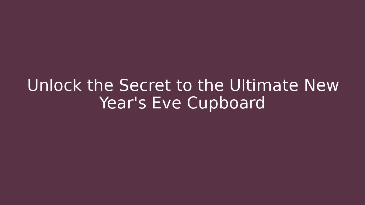 Unlock the Secret to the Ultimate New Year's Eve Cupboard
