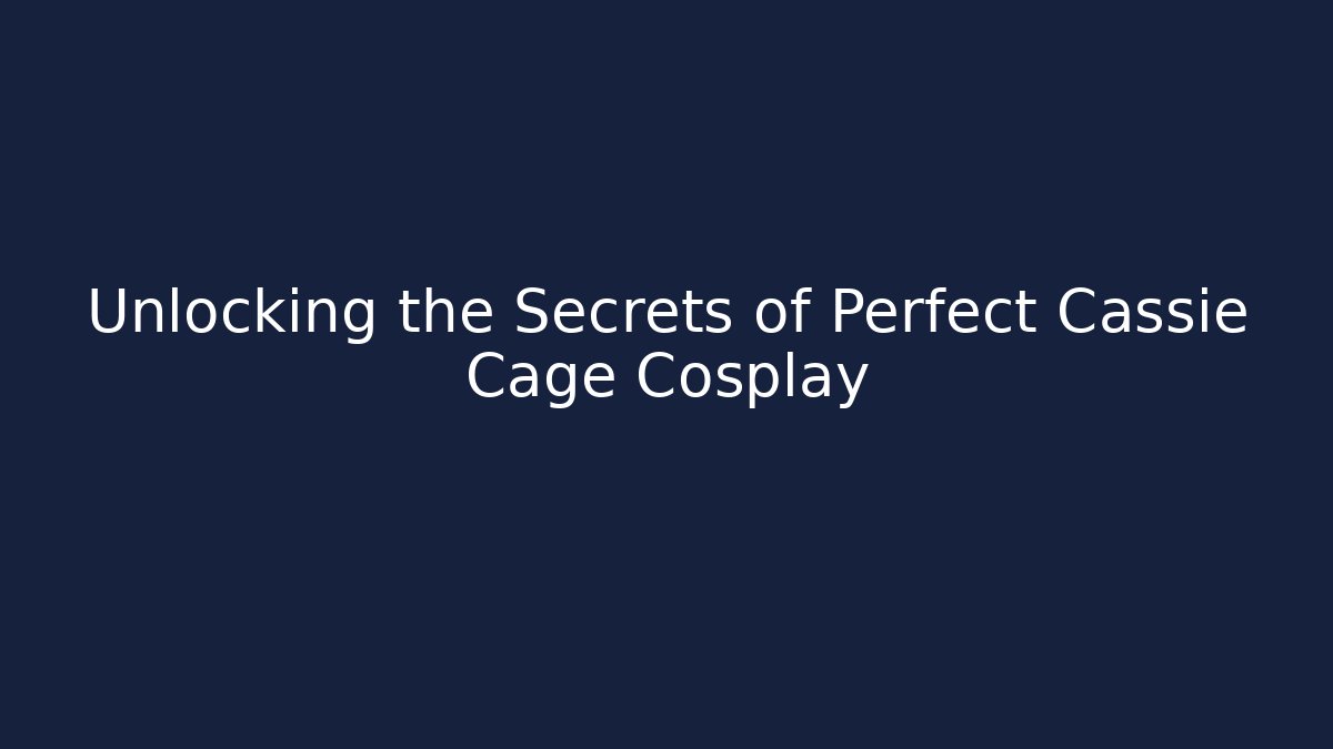 Unlocking the Secrets of Perfect Cassie Cage Cosplay