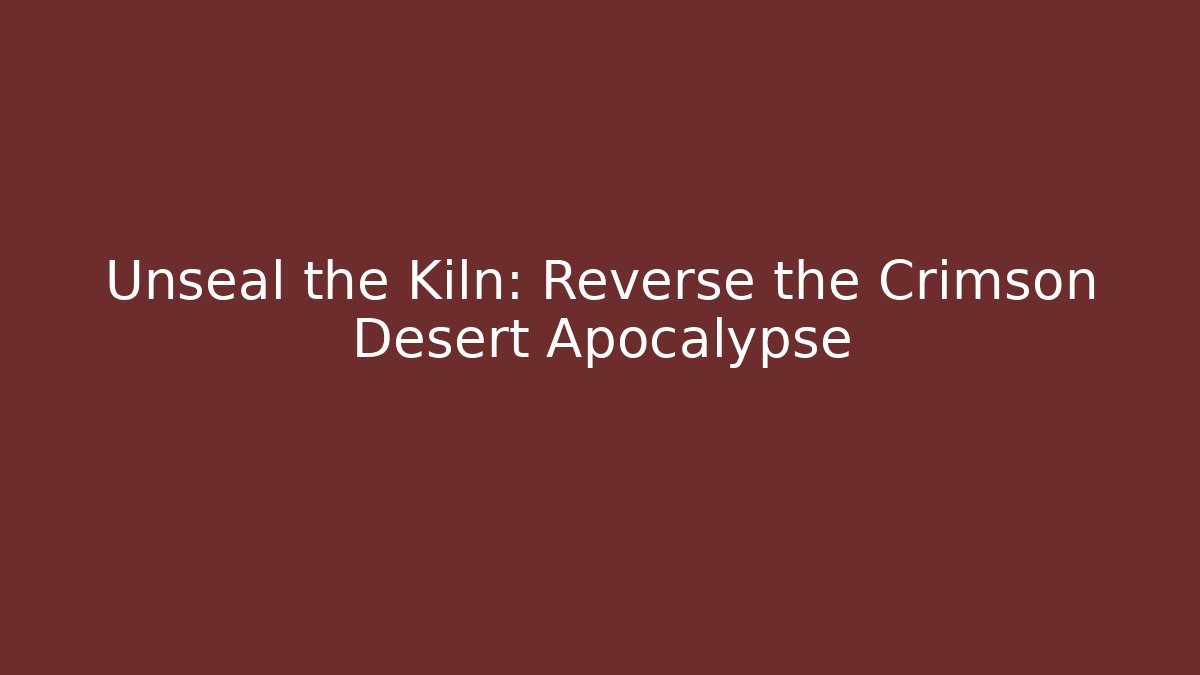 Unseal the Kiln: Reverse the Crimson Desert Apocalypse