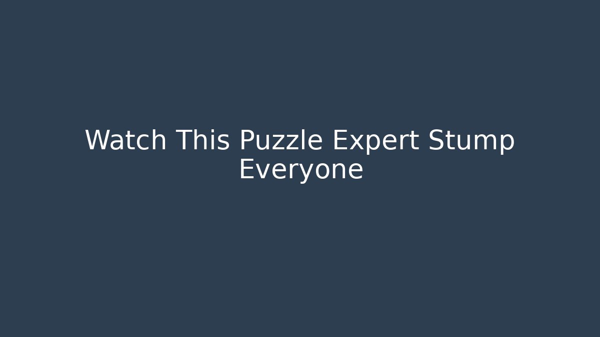 Watch This Puzzle Expert Stump Everyone
