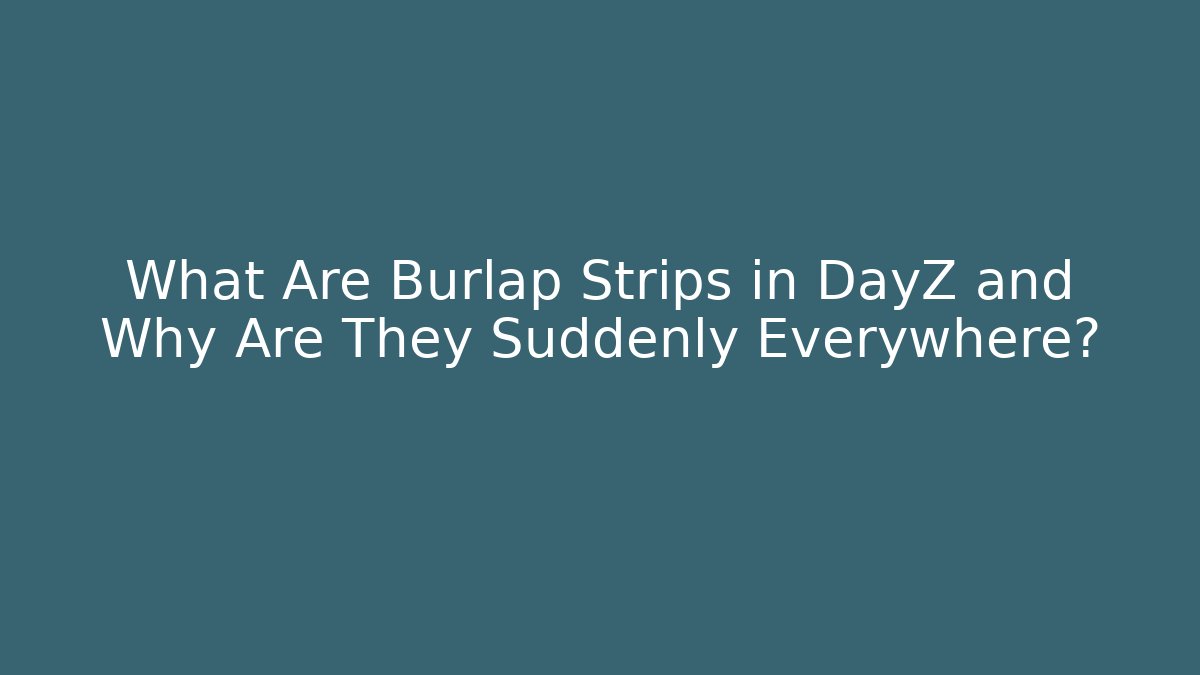 What Are Burlap Strips in DayZ and Why Are They Suddenly Everywhere?