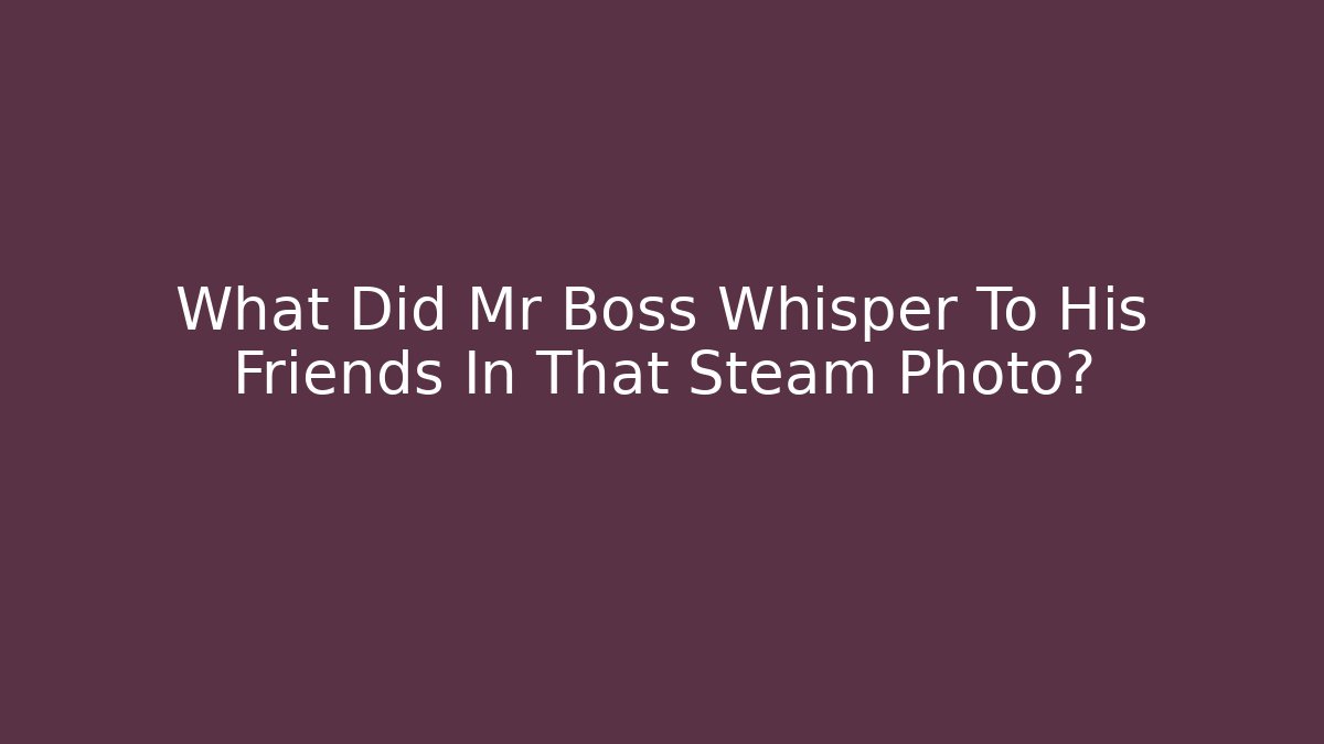 What Did Mr Boss Whisper To His Friends In That Steam Photo?