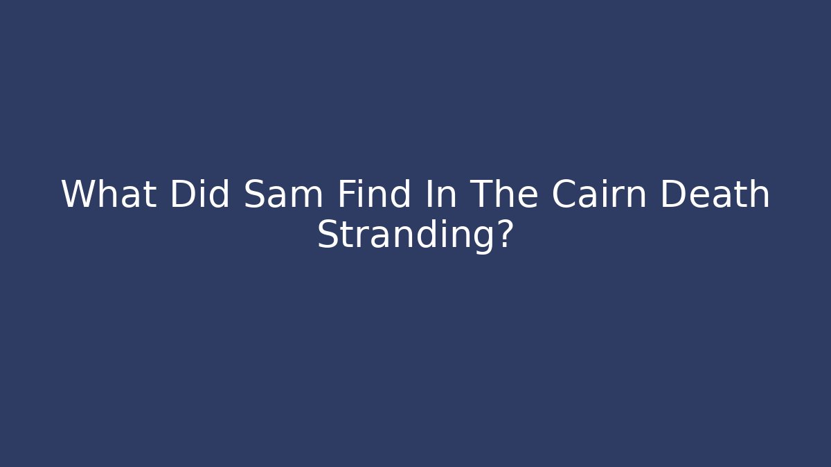 What Did Sam Find In The Cairn Death Stranding?