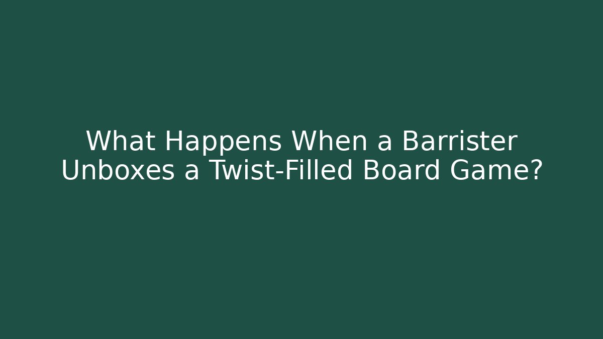 What Happens When a Barrister Unboxes a Twist-Filled Board Game?