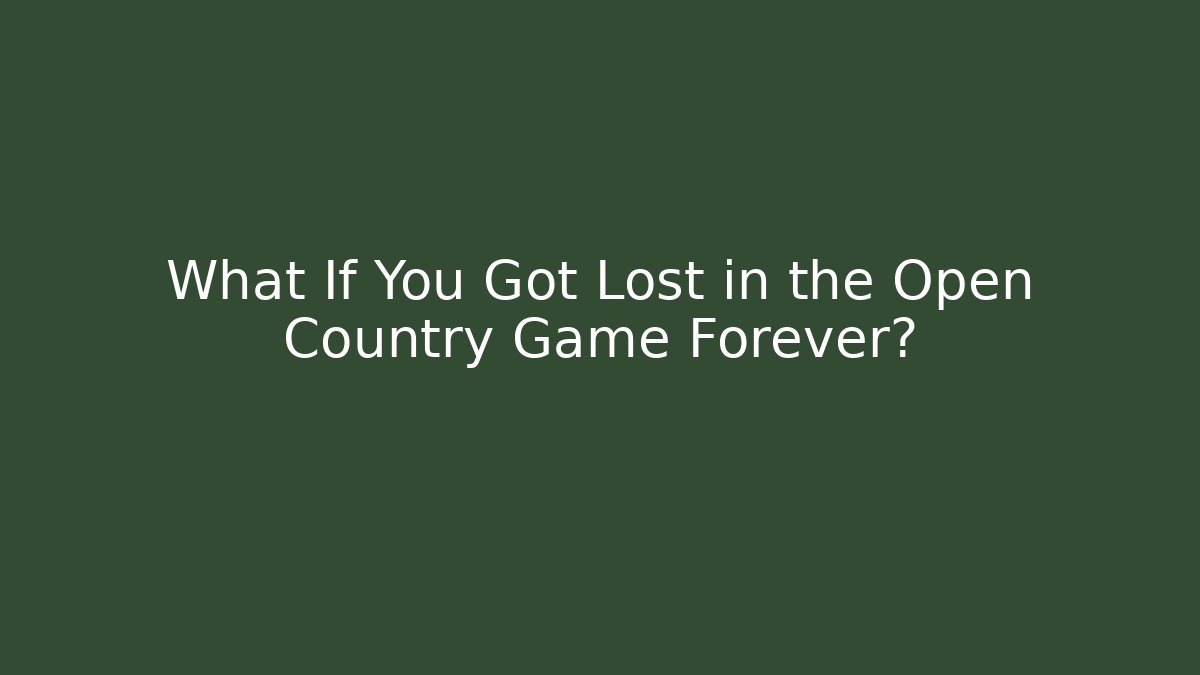 What If You Got Lost in the Open Country Game Forever?