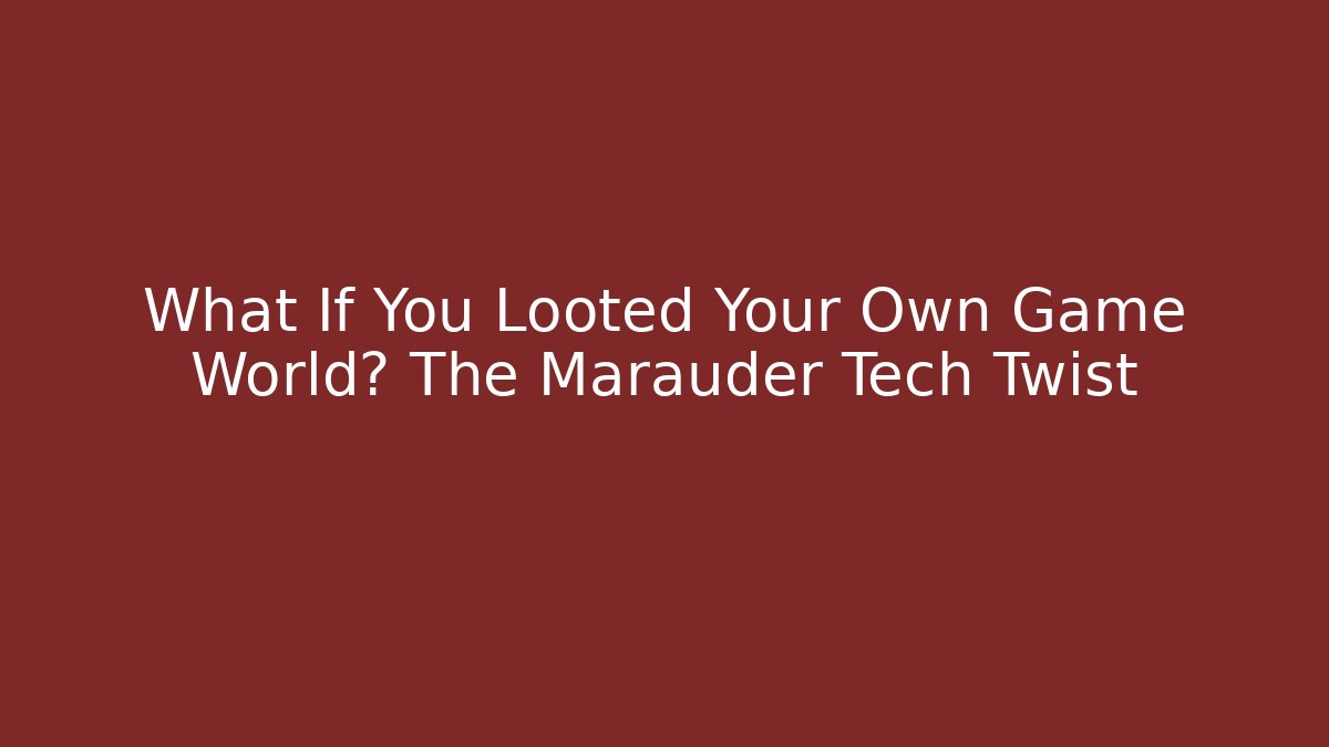What If You Looted Your Own Game World? The Marauder Tech Twist