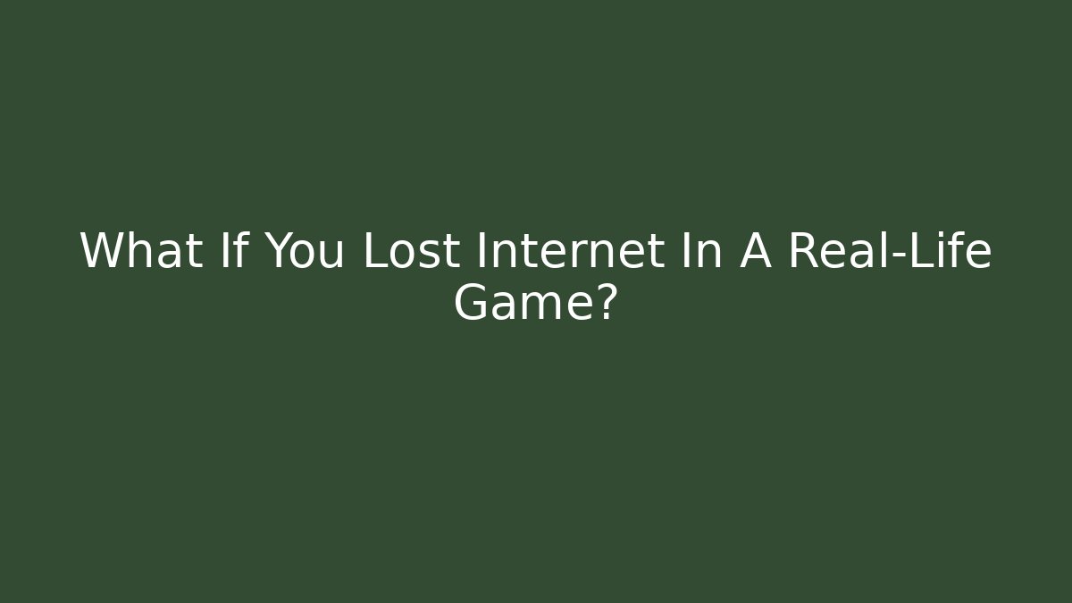 What If You Lost Internet In A Real-Life Game?