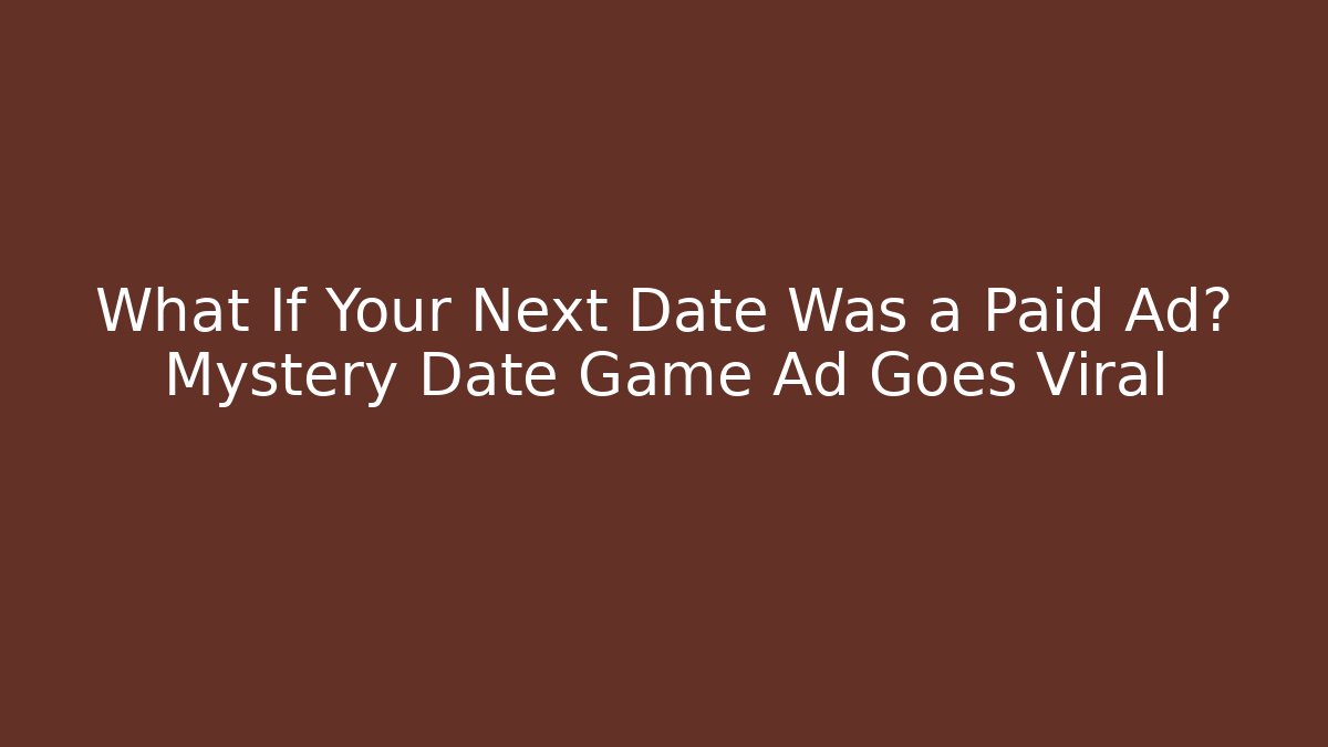 What If Your Next Date Was a Paid Ad? Mystery Date Game Ad Goes Viral