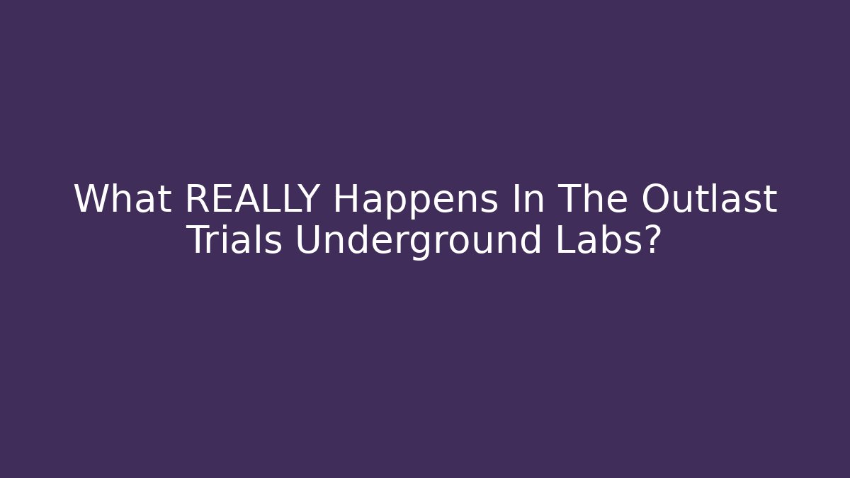 What REALLY Happens In The Outlast Trials Underground Labs?