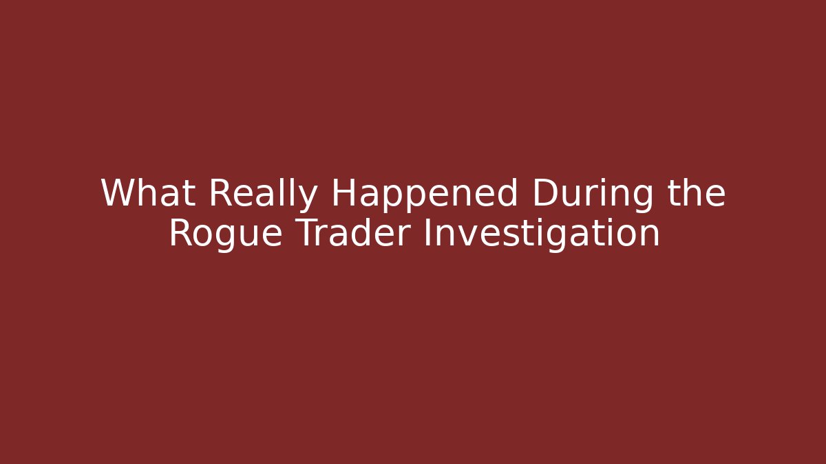 What Really Happened During the Rogue Trader Investigation