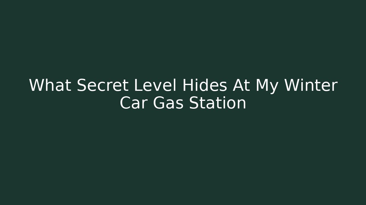 What Secret Level Hides At My Winter Car Gas Station