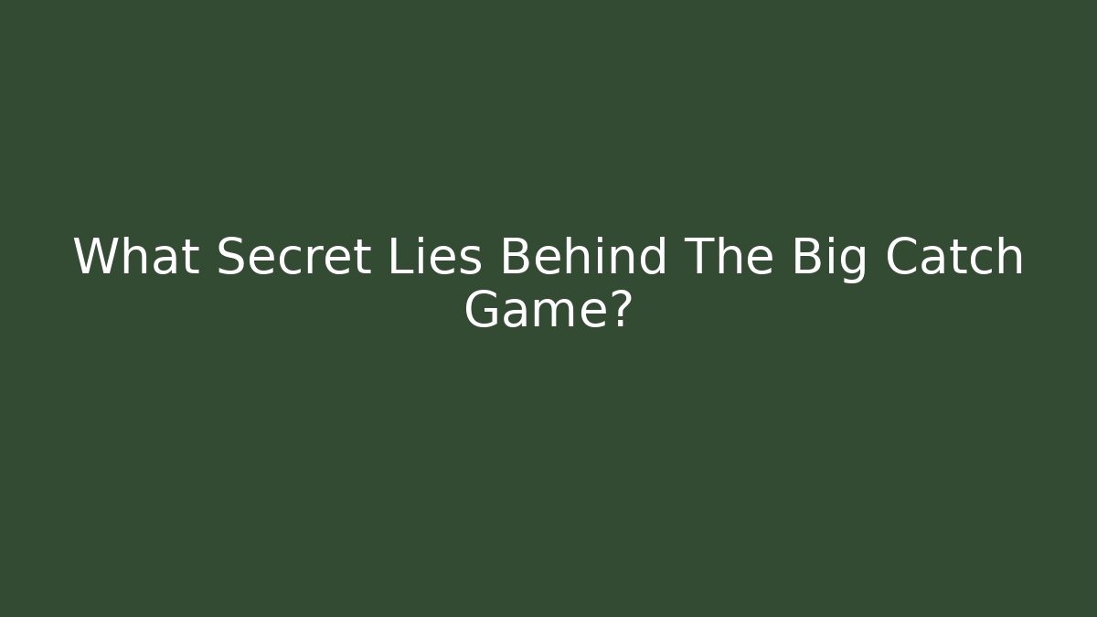 What Secret Lies Behind The Big Catch Game?