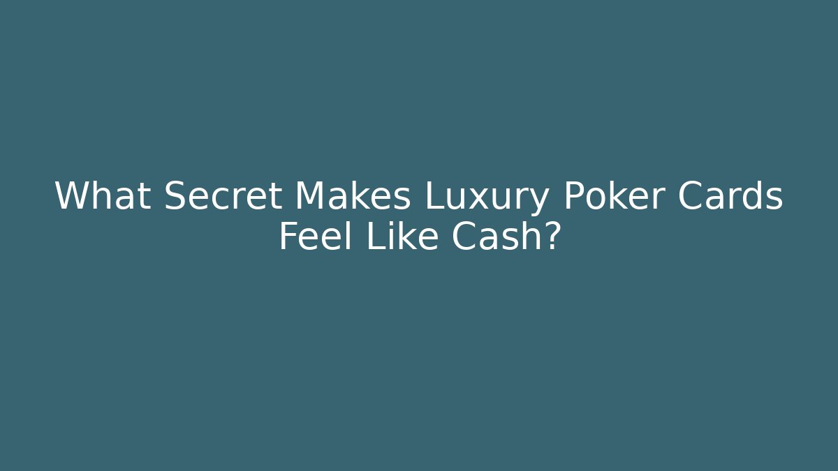 What Secret Makes Luxury Poker Cards Feel Like Cash?