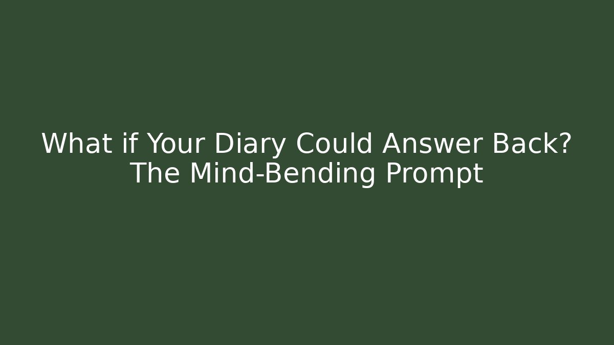 What if Your Diary Could Answer Back? The Mind-Bending Prompt