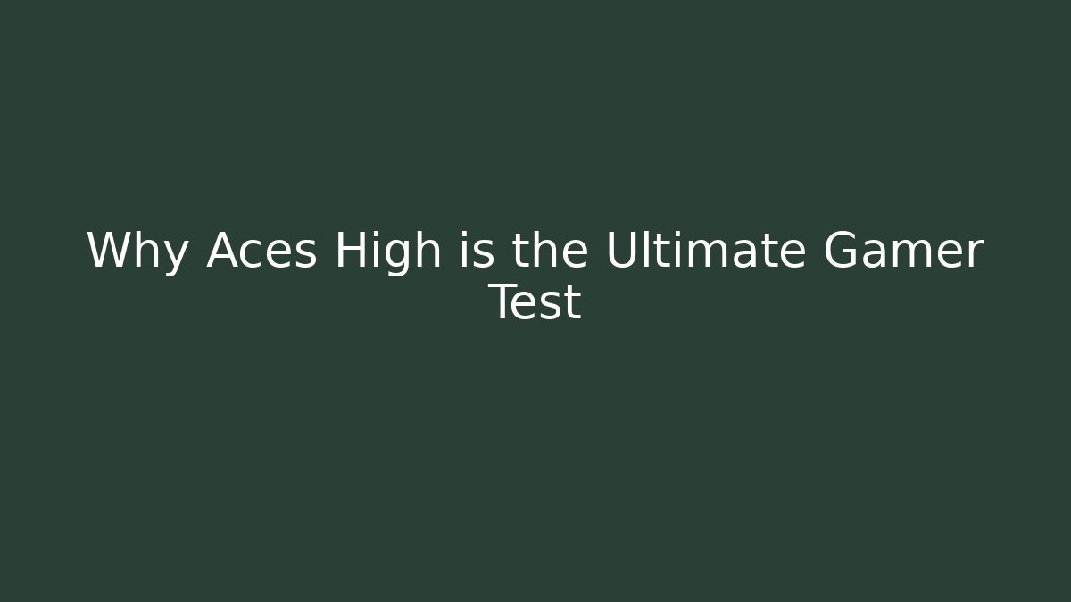 Why Aces High is the Ultimate Gamer Test - Andrea Zevedo