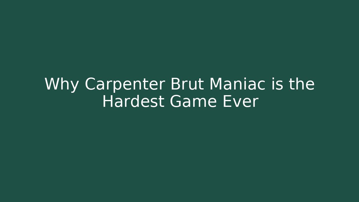 Why Carpenter Brut Maniac is the Hardest Game Ever