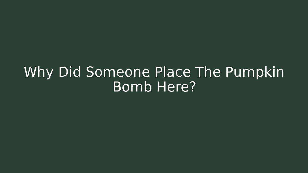 Why Did Someone Place The Pumpkin Bomb Here? - Andrea Zevedo
