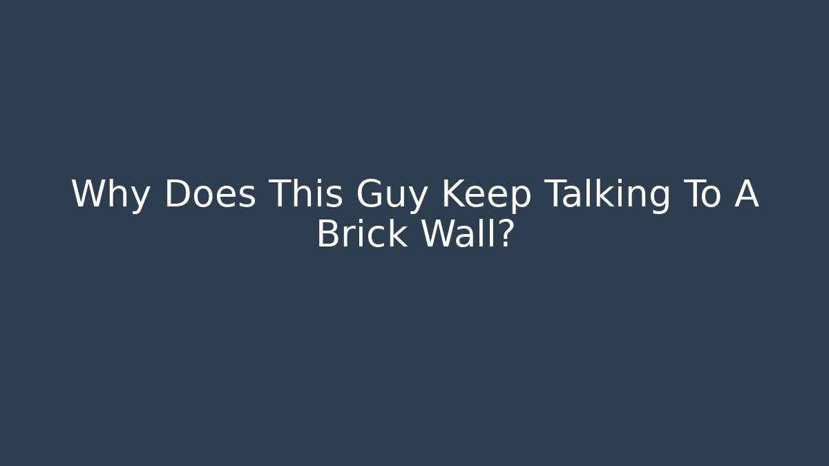 Why Does This Guy Keep Talking To A Brick Wall?