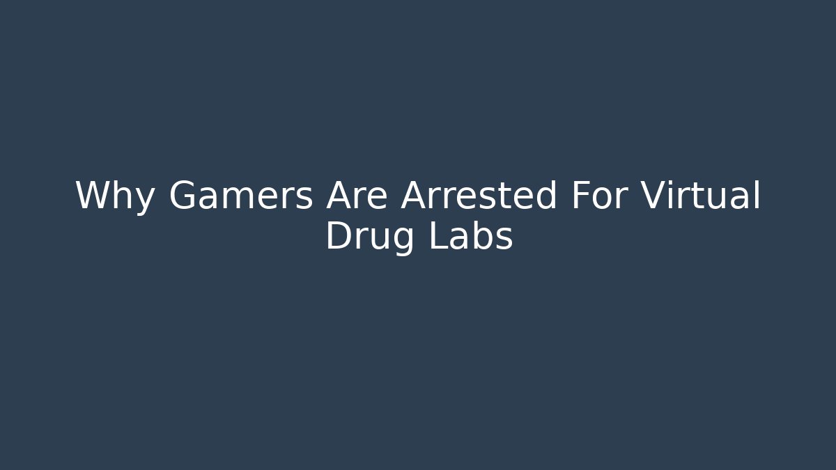 Why Gamers Are Arrested For Virtual Drug Labs