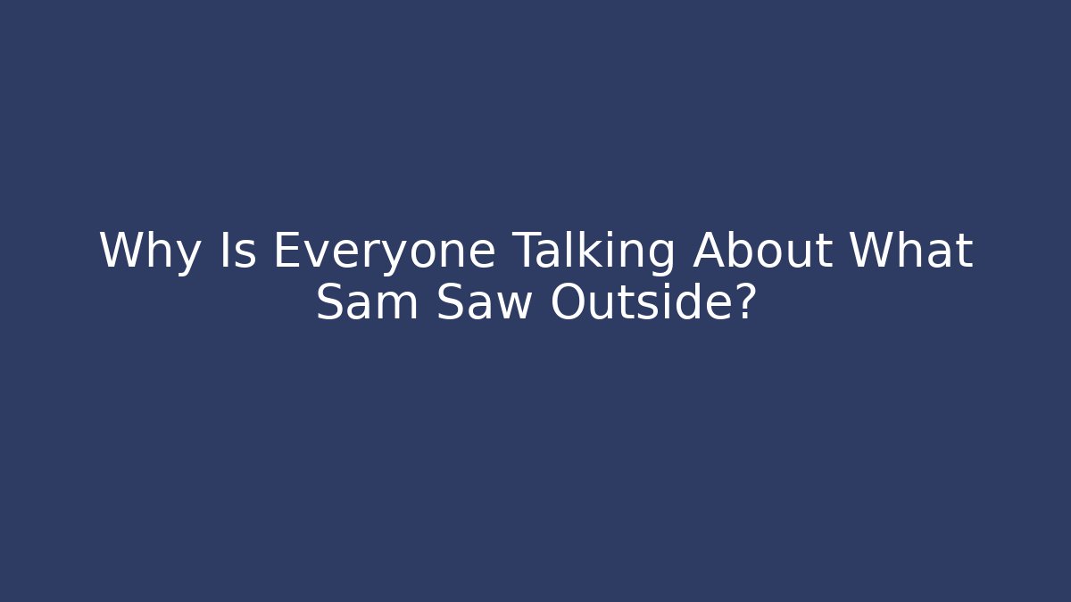 Why Is Everyone Talking About What Sam Saw Outside?
