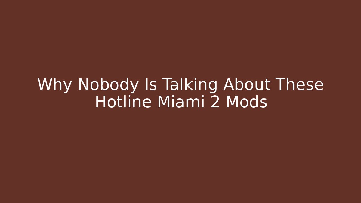 Why Nobody Is Talking About These Hotline Miami 2 Mods