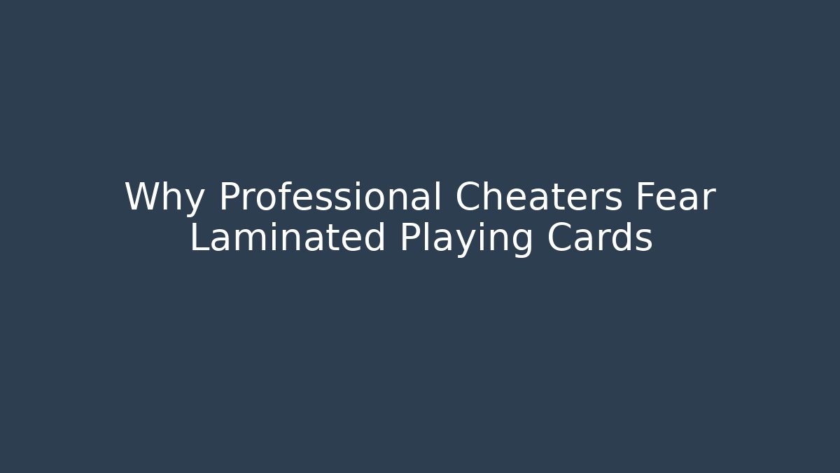 Why Professional Cheaters Fear Laminated Playing Cards