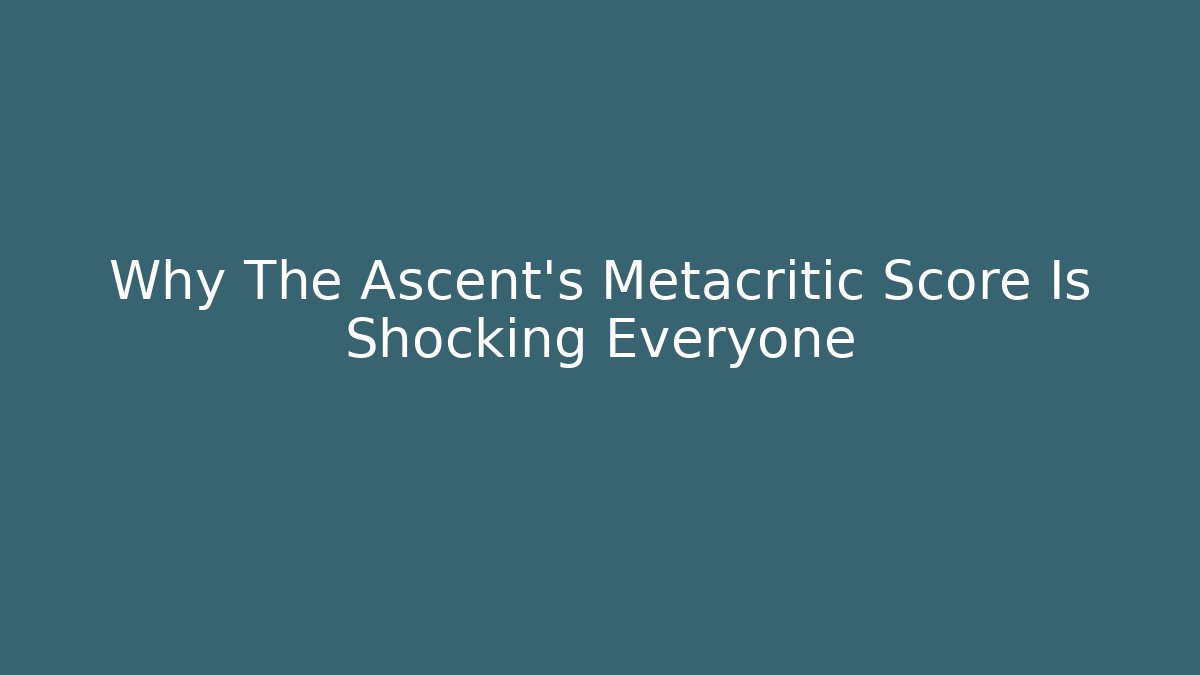 Why The Ascent's Metacritic Score Is Shocking Everyone