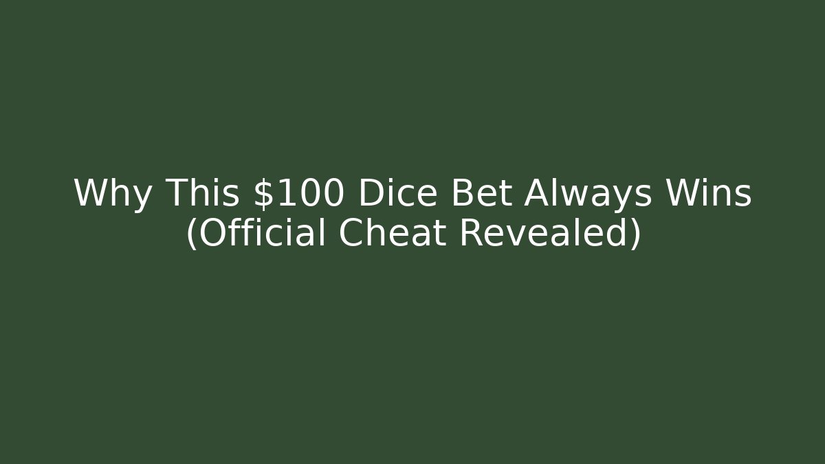 Why This $100 Dice Bet Always Wins (Official Cheat Revealed)