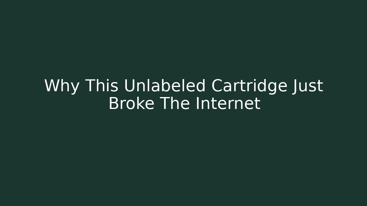 Why This Unlabeled Cartridge Just Broke The Internet