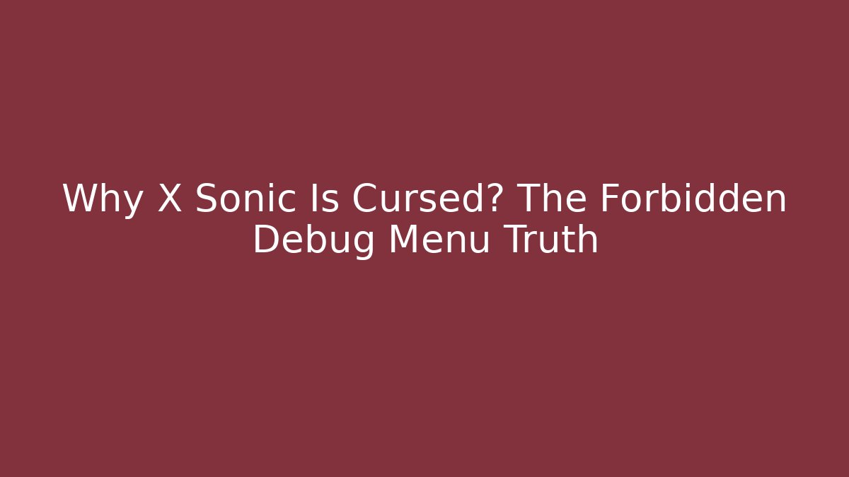 Why X Sonic Is Cursed? The Forbidden Debug Menu Truth