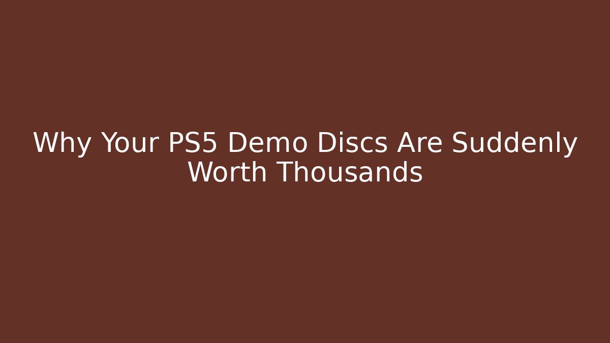 Why Your PS5 Demo Discs Are Suddenly Worth Thousands - Andrea Zevedo
