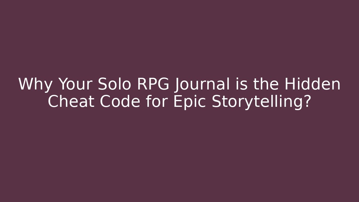 Why Your Solo RPG Journal is the Hidden Cheat Code for Epic Storytelling?
