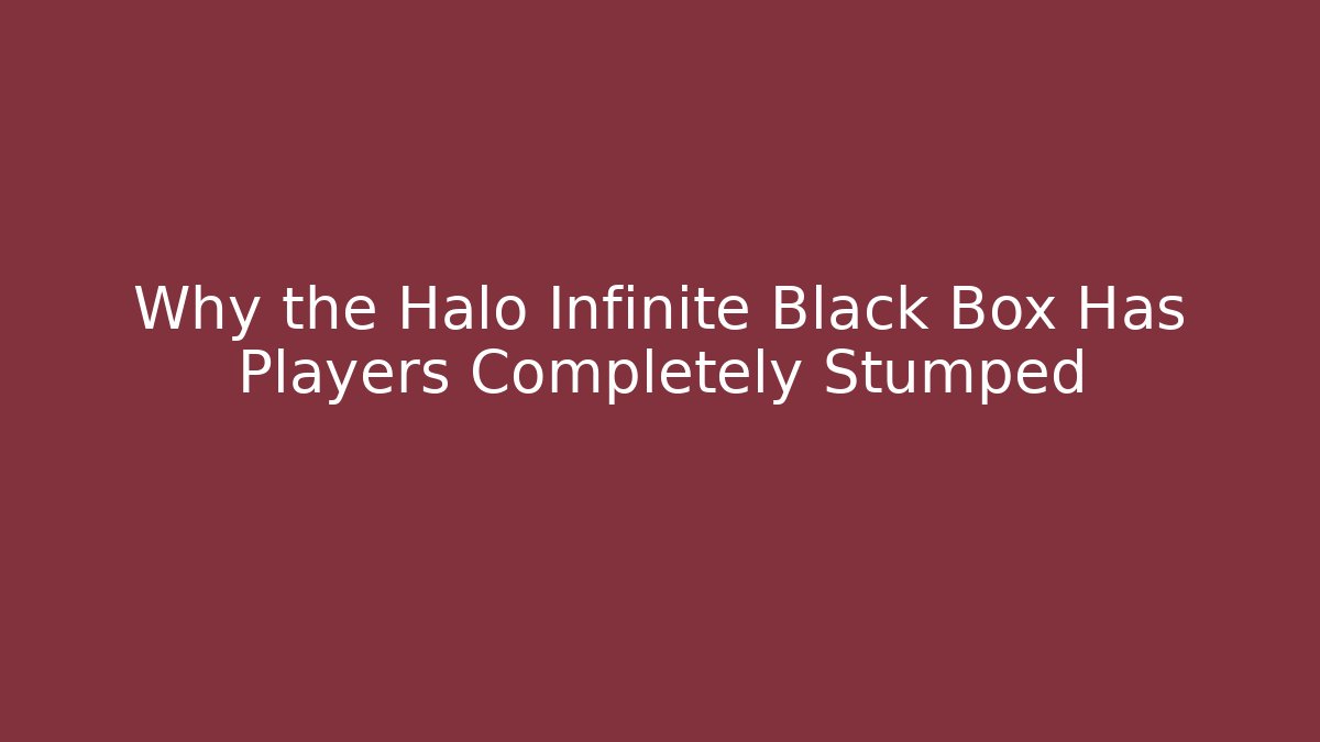 Why the Halo Infinite Black Box Has Players Completely Stumped