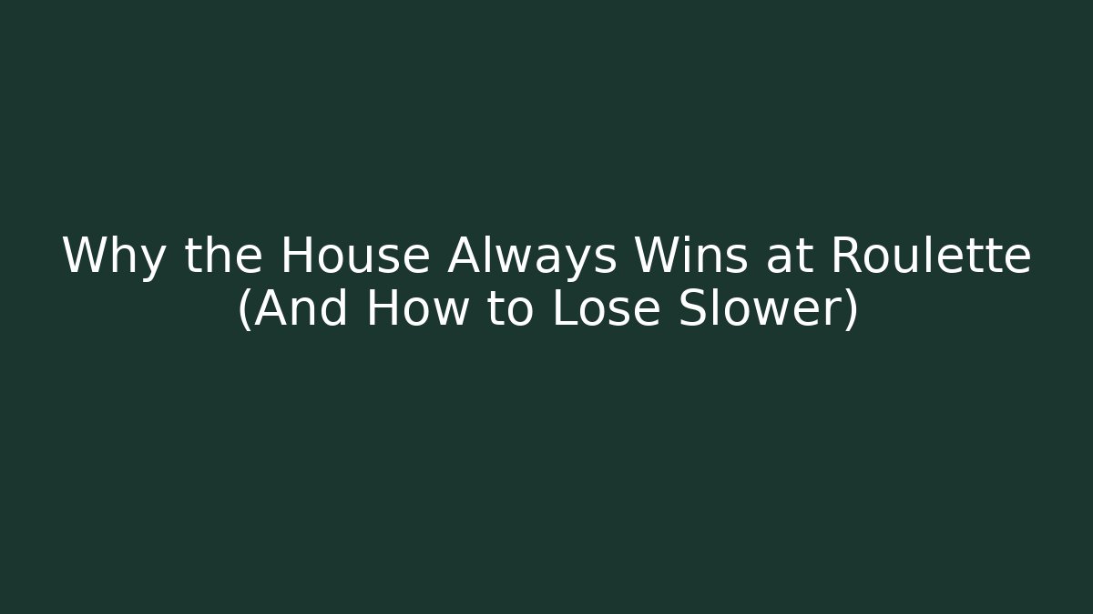 Why the House Always Wins at Roulette (And How to Lose Slower)