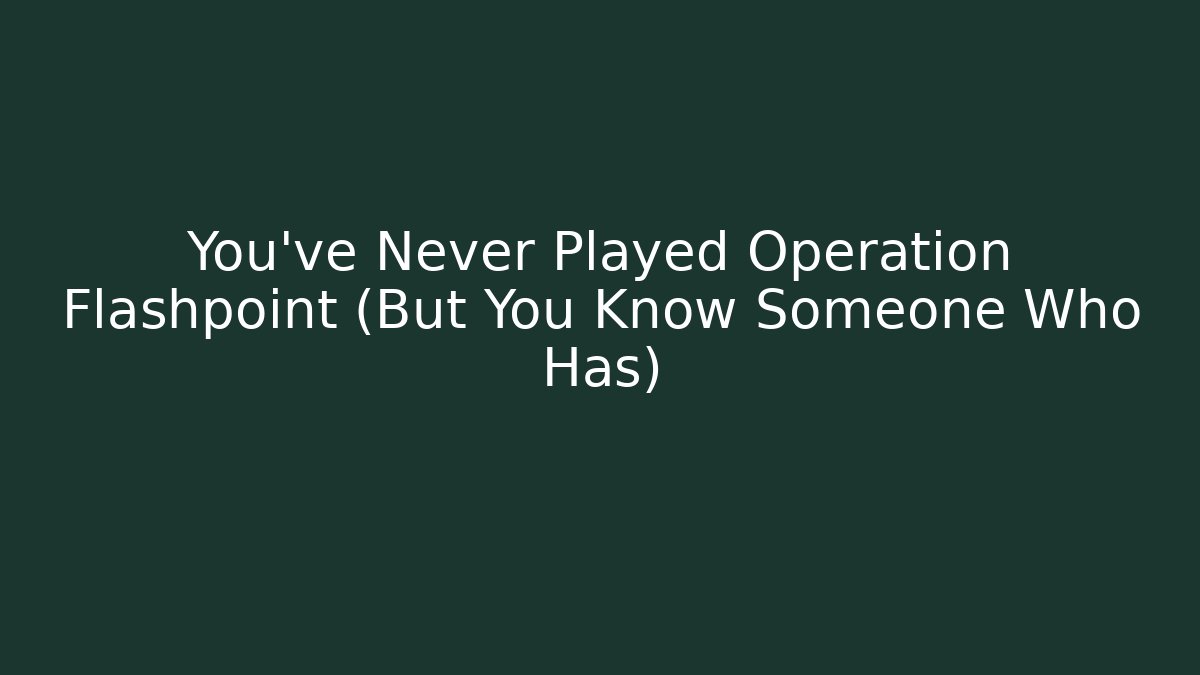 You've Never Played Operation Flashpoint (But You Know Someone Who Has)
