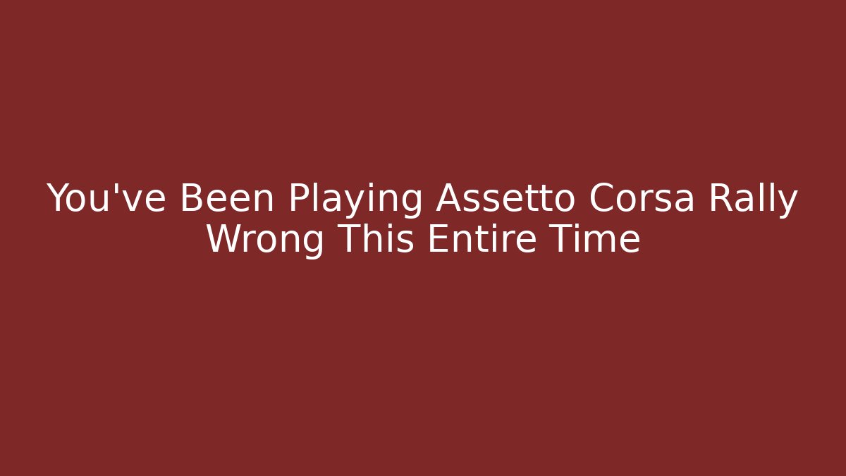 You’ve Been Playing Assetto Corsa Rally Wrong This Entire Time - Andrea Zevedo