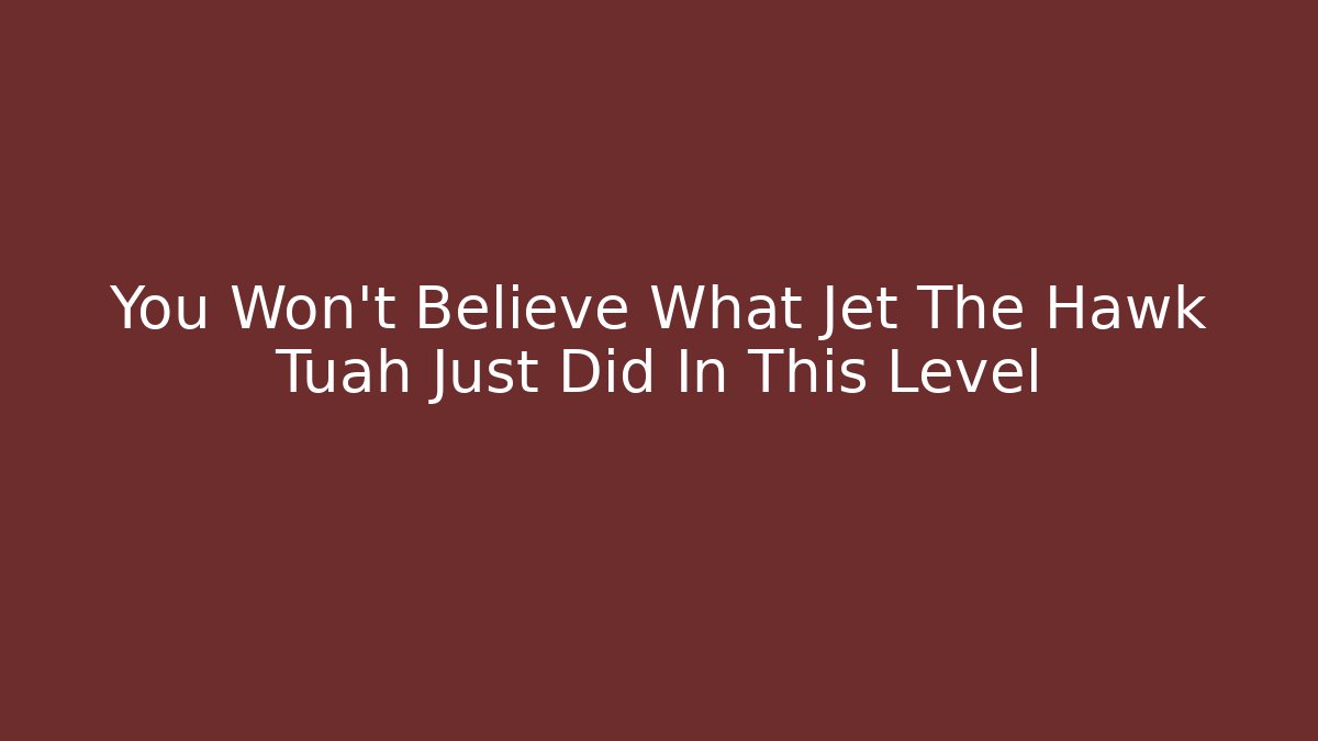 You Won't Believe What Jet The Hawk Tuah Just Did In This Level