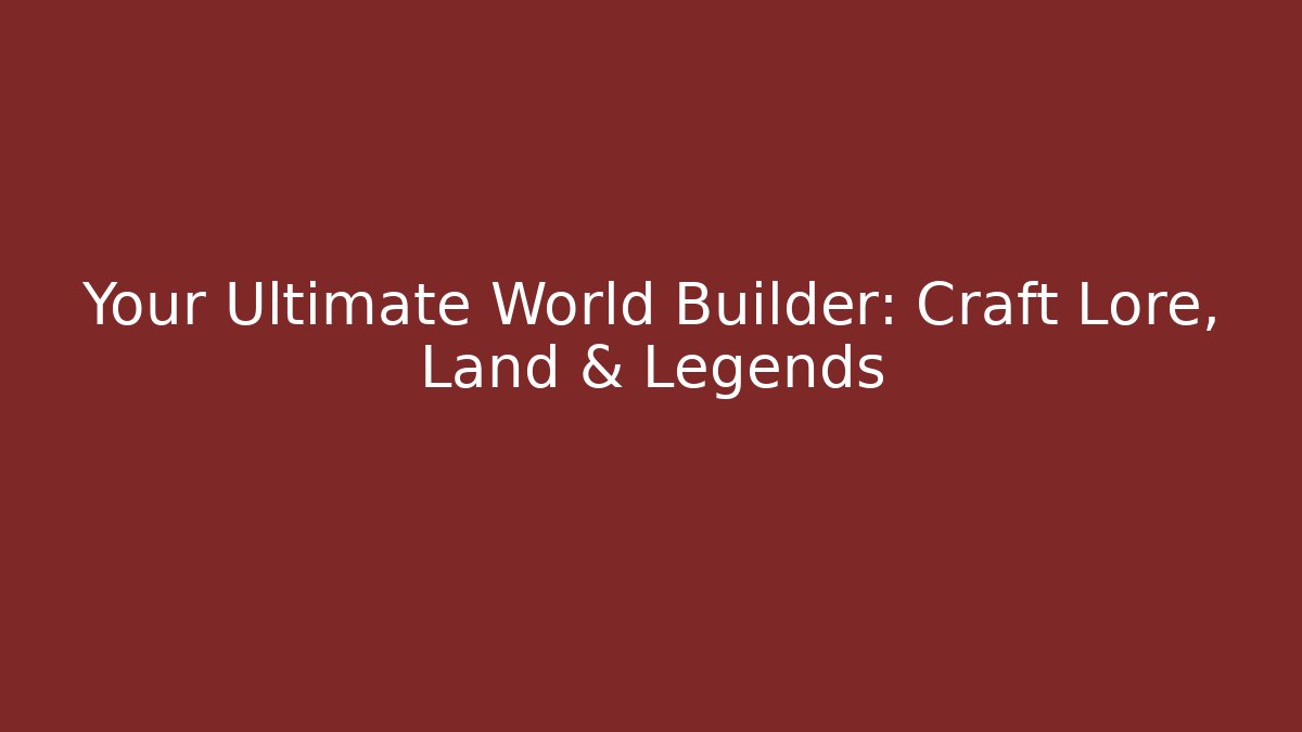 Your Ultimate World Builder: Craft Lore, Land & Legends