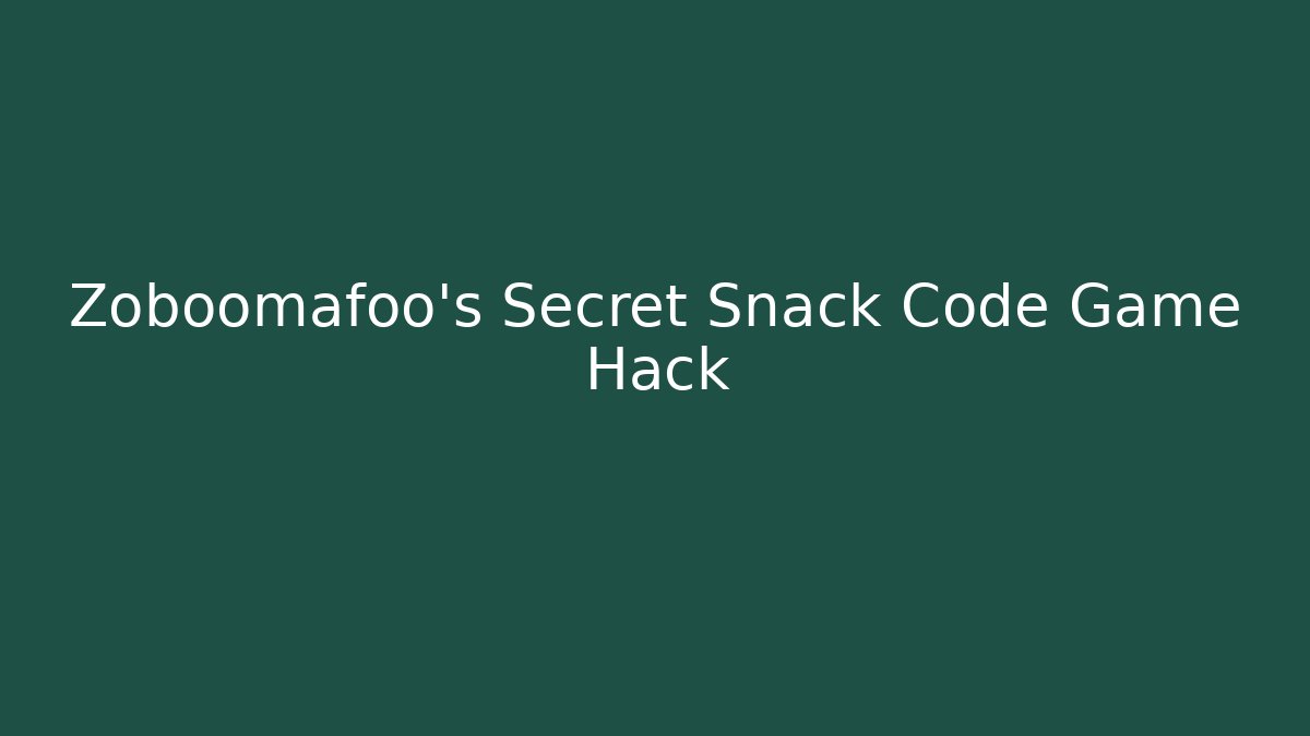 Zoboomafoo's Secret Snack Code Game Hack - Andrea Zevedo