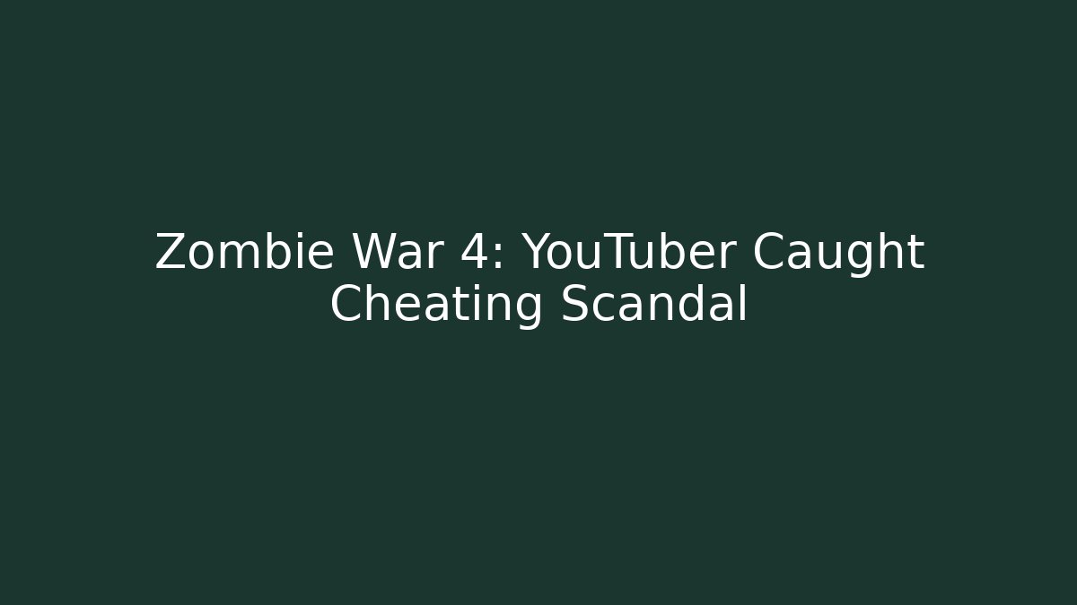 Zombie War 4: YouTuber Caught Cheating Scandal